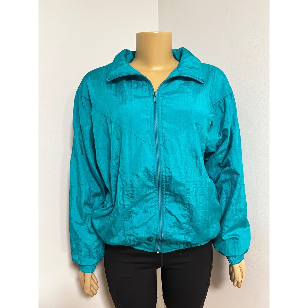Vintage Bocoo Teal Blue Nylon Windbreaker Jogger Jacket Medium 90s 80s Retro Zip